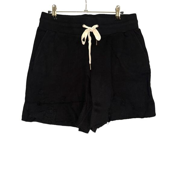 NWT n:Philanthropy Coco Distressed Shorts Elastic Waist in Black Cat - Picture 3 of 9